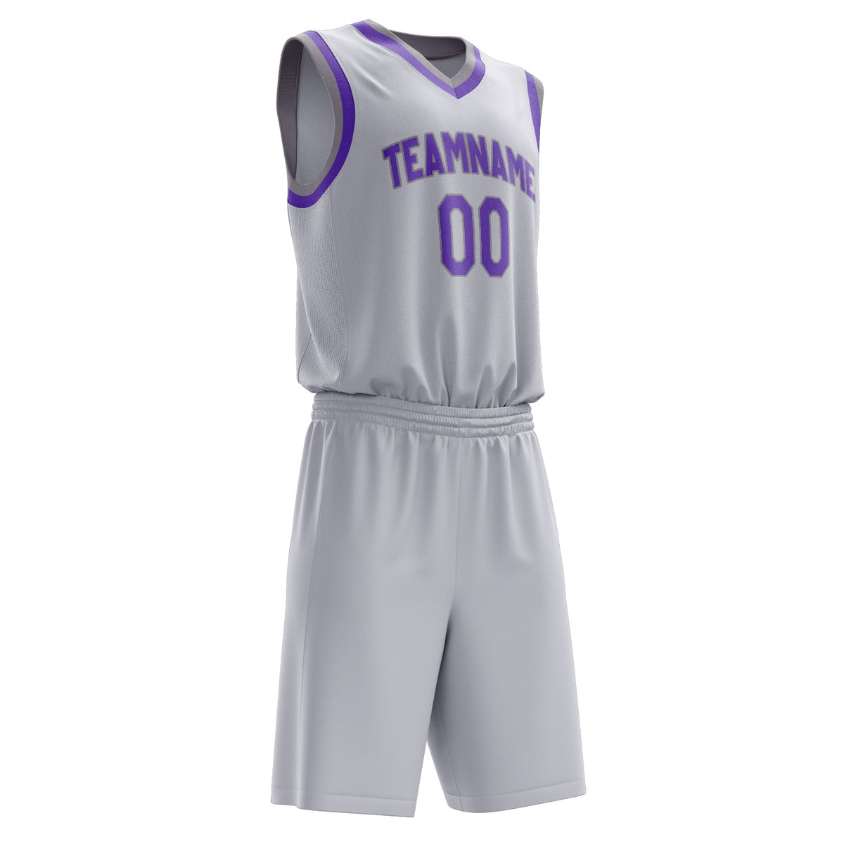 Custom White Purple Solid Color Basketball Jersey