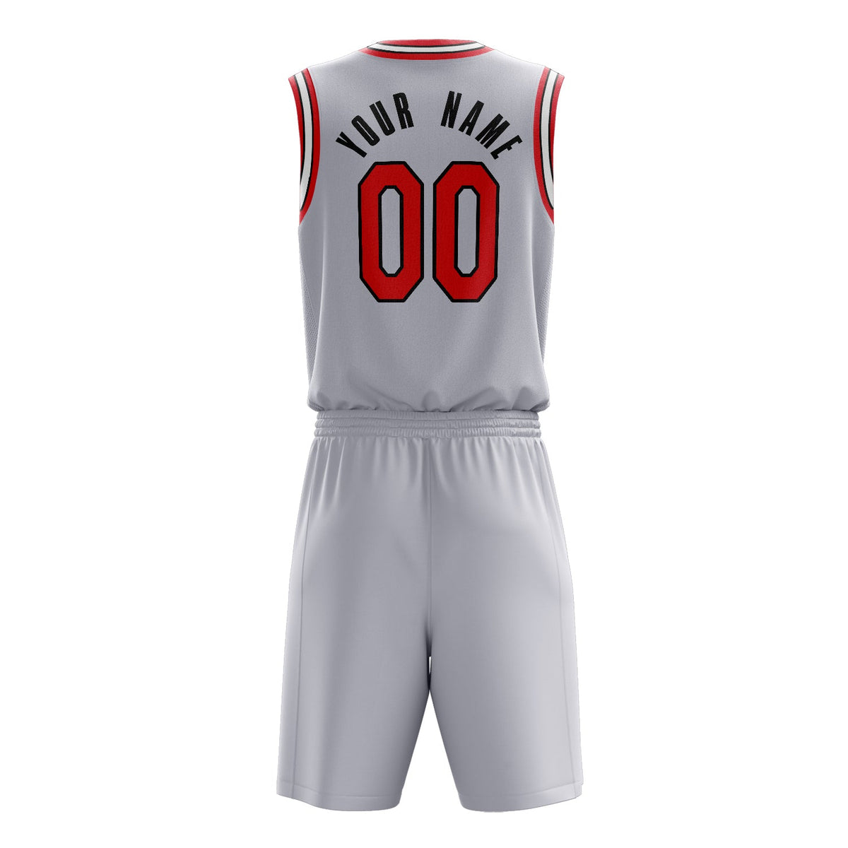 Custom White Red Solid Color Basketball Jersey