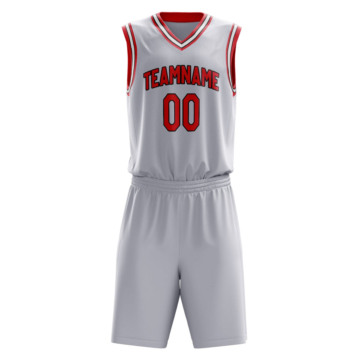 Custom White Red Solid Color Basketball Jersey