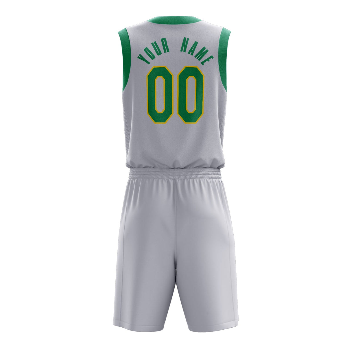 Custom White Green Solid Color Basketball Jersey