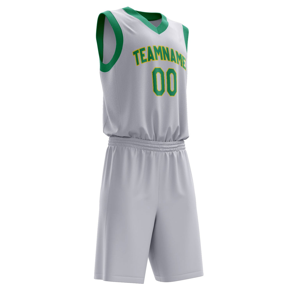 Custom White Green Solid Color Basketball Jersey