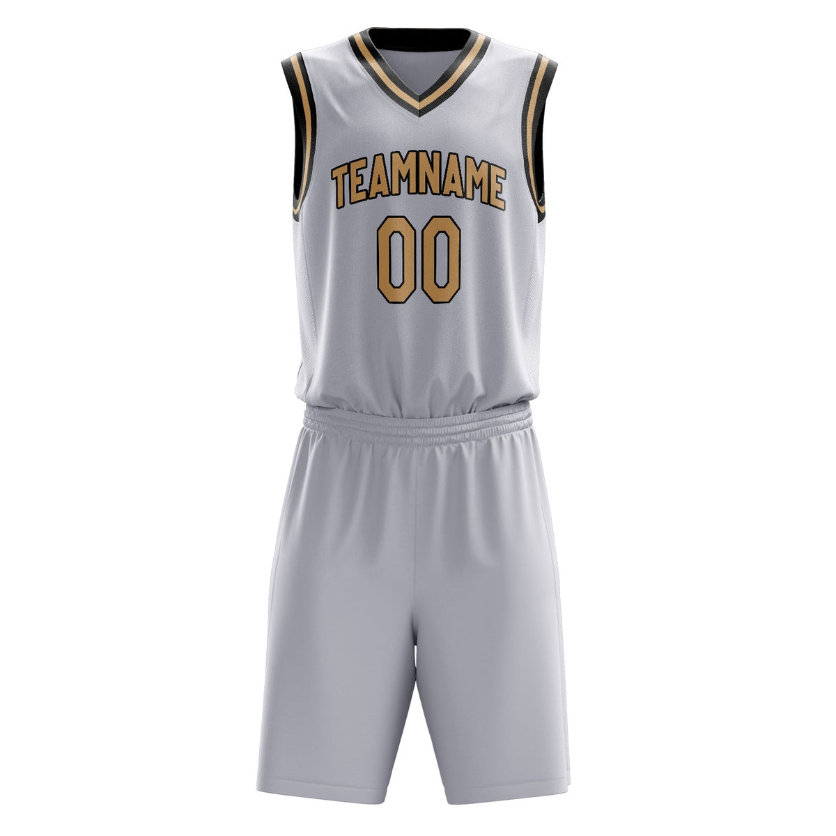 Custom White Old-Gold Solid Color Basketball Jersey