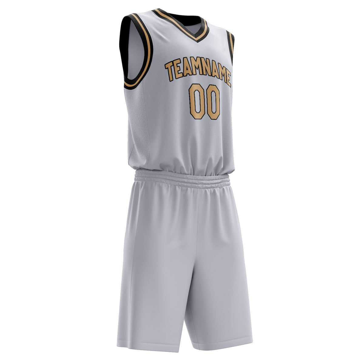 Custom White Old-Gold Solid Color Basketball Jersey