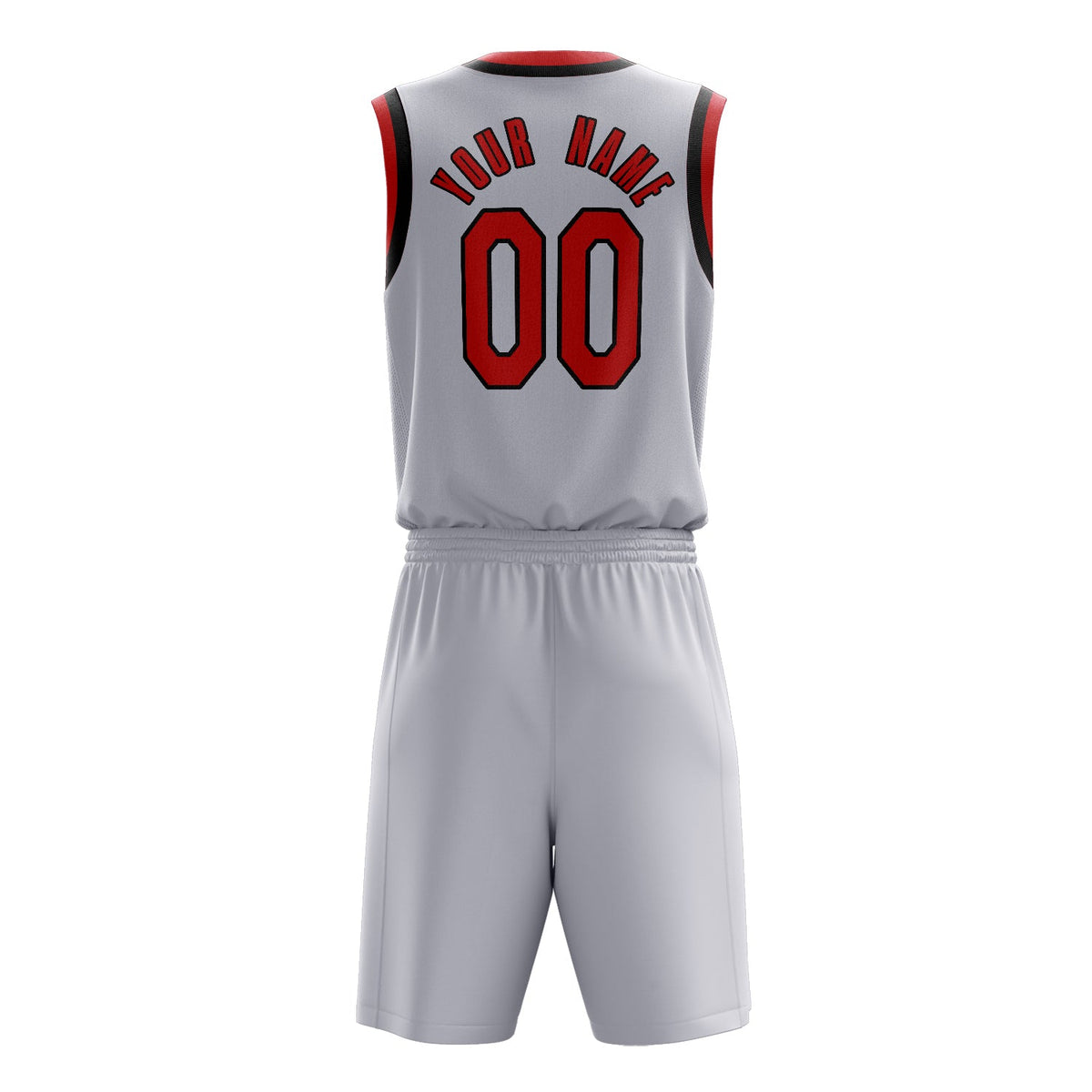 Custom White Red Solid Color Basketball Jersey