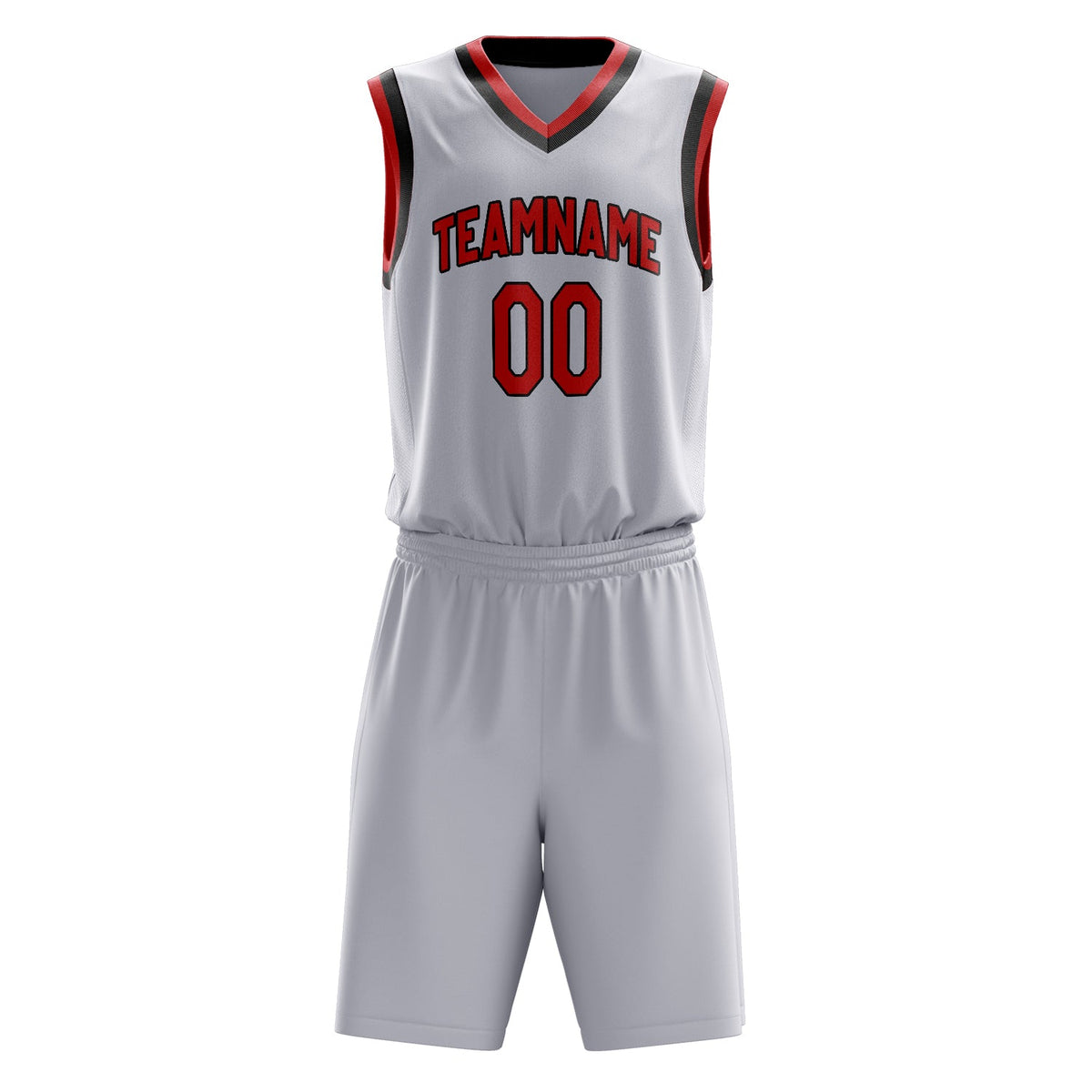 Custom White Red Solid Color Basketball Jersey