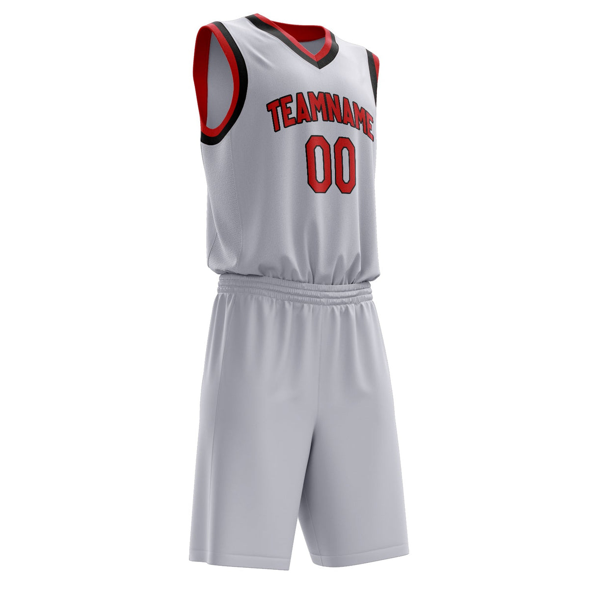 Custom White Red Solid Color Basketball Jersey