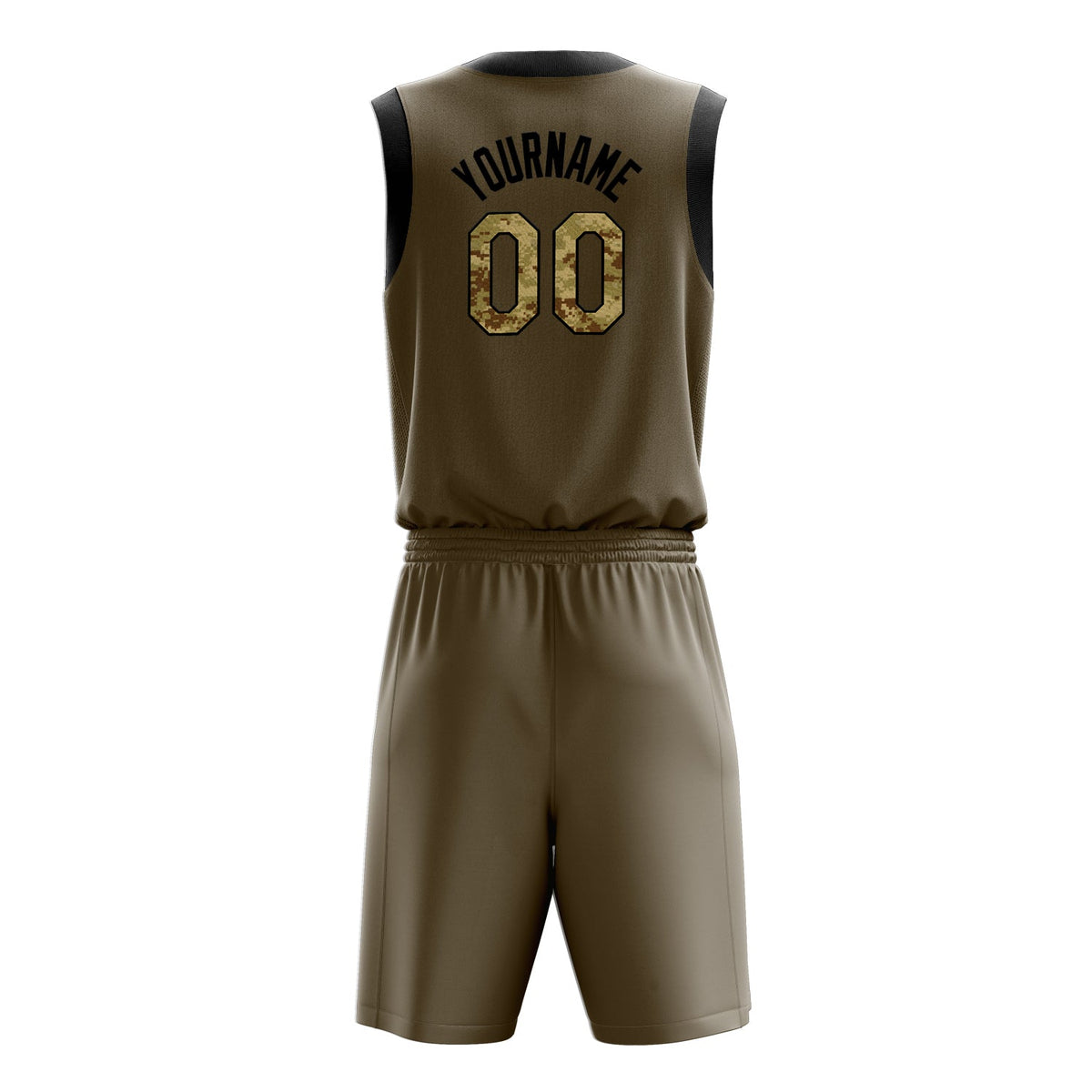 Custom Olive Camo Solid Color Basketball Jersey