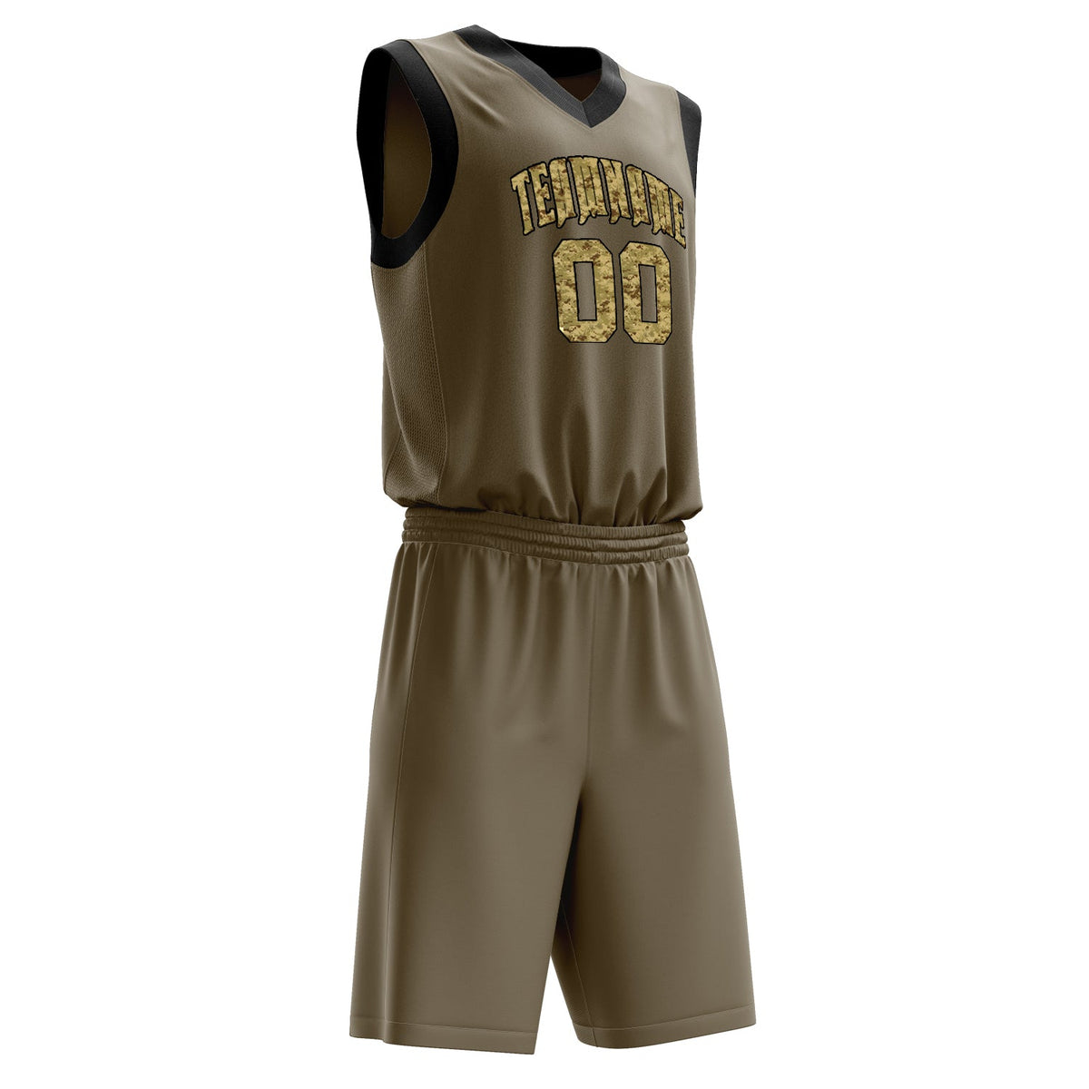 Custom Olive Camo Solid Color Basketball Jersey