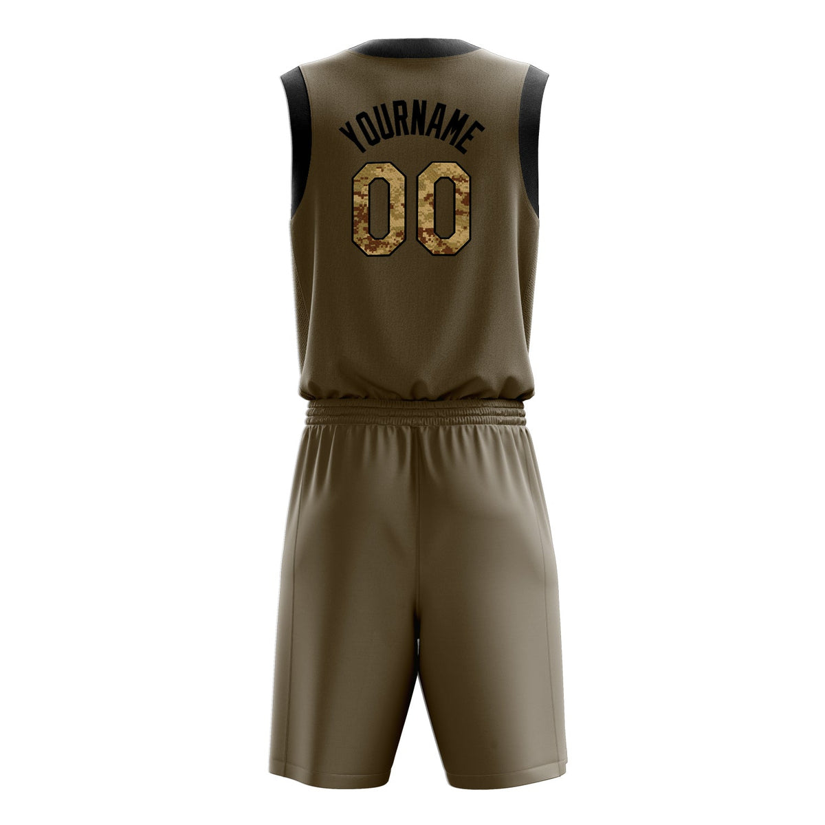 Custom Olive Camo Solid Color Basketball Jersey