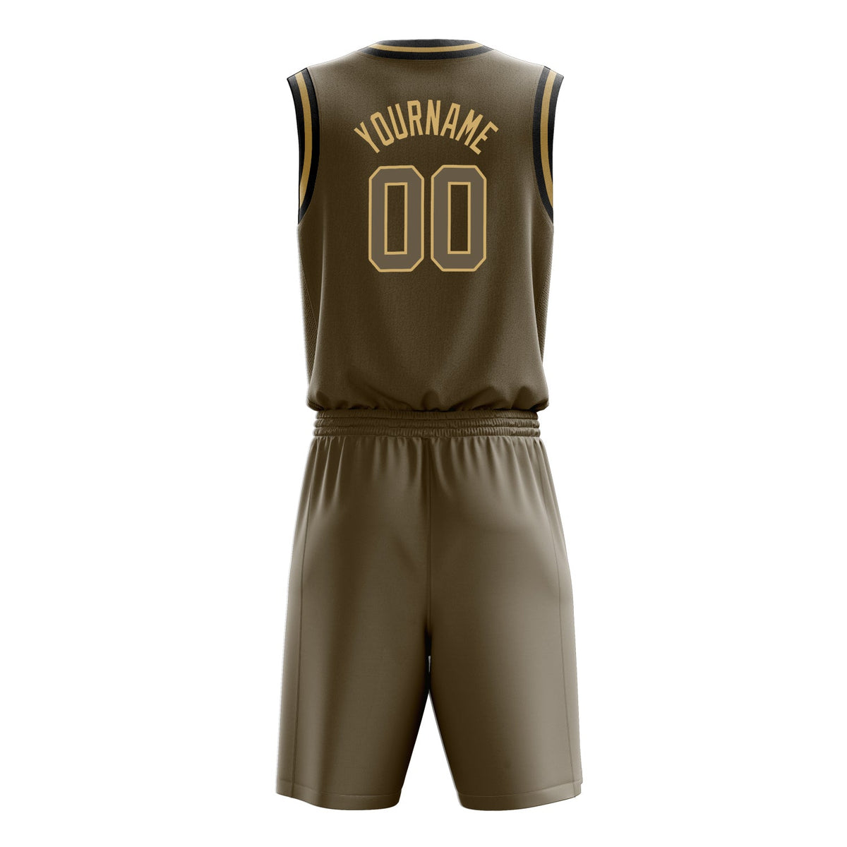 Custom Olive Old-Gold Solid Color Basketball Jersey