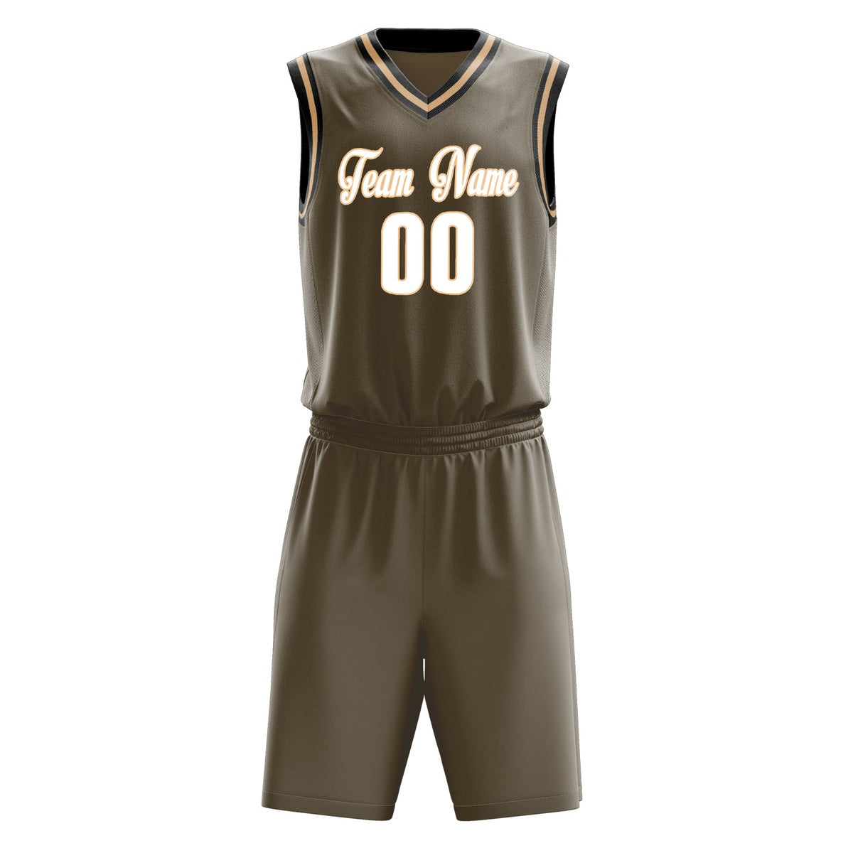 Custom Olive White Solid Color Basketball Jersey