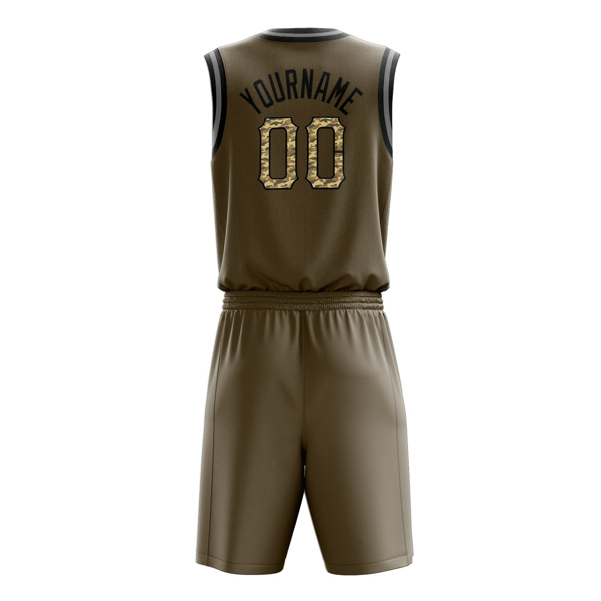 Custom Olive Camo Solid Color Basketball Jersey