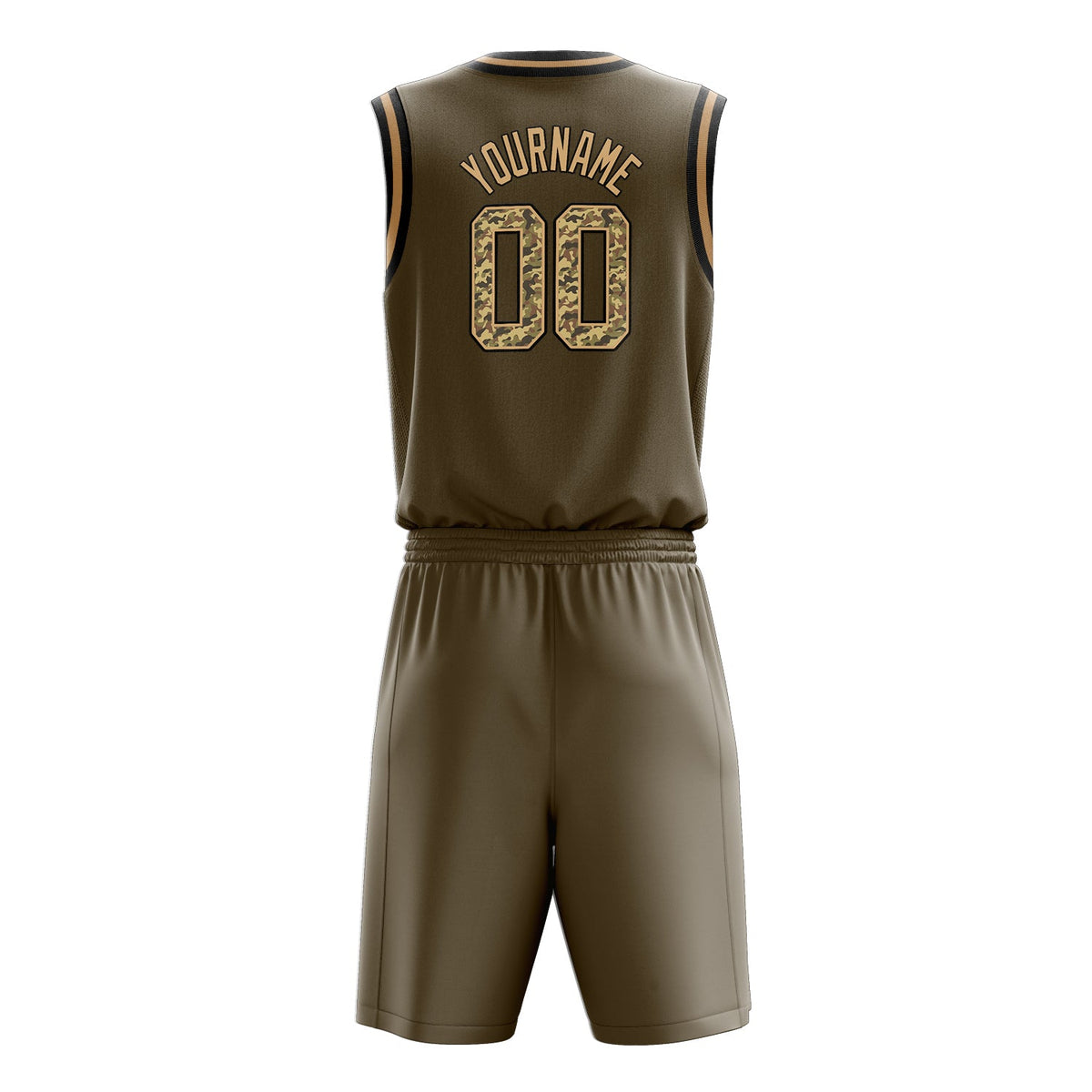 Custom Olive Camo Solid Color Basketball Jersey