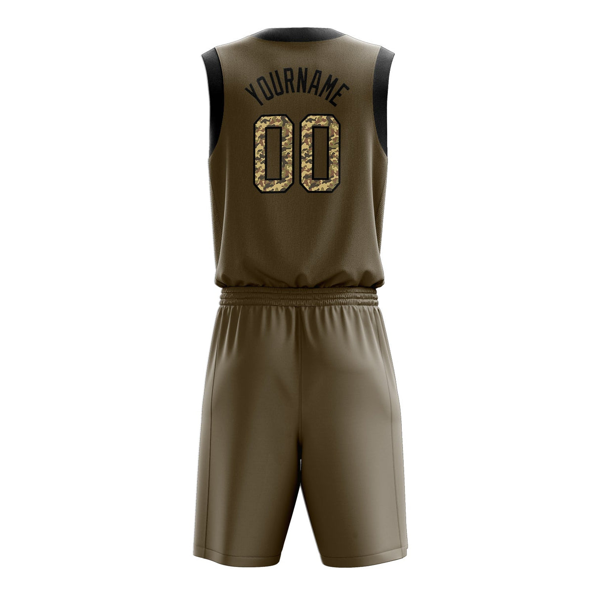 Custom Olive Camo Solid Color Basketball Jersey