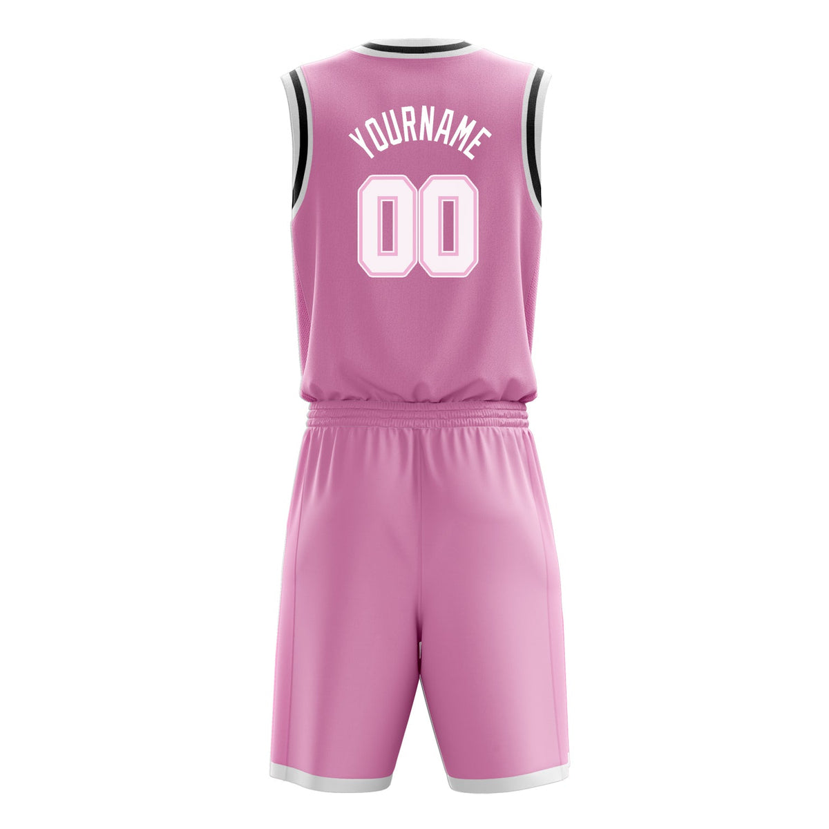 Custom Pink White Solid Color Basketball Jersey