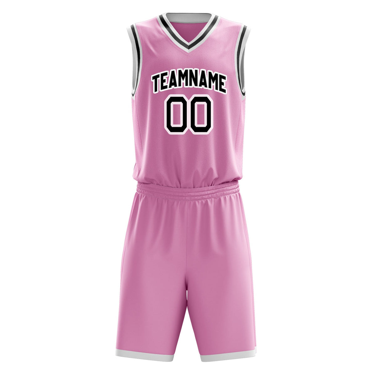 Custom Pink Black Solid Color Basketball Jersey