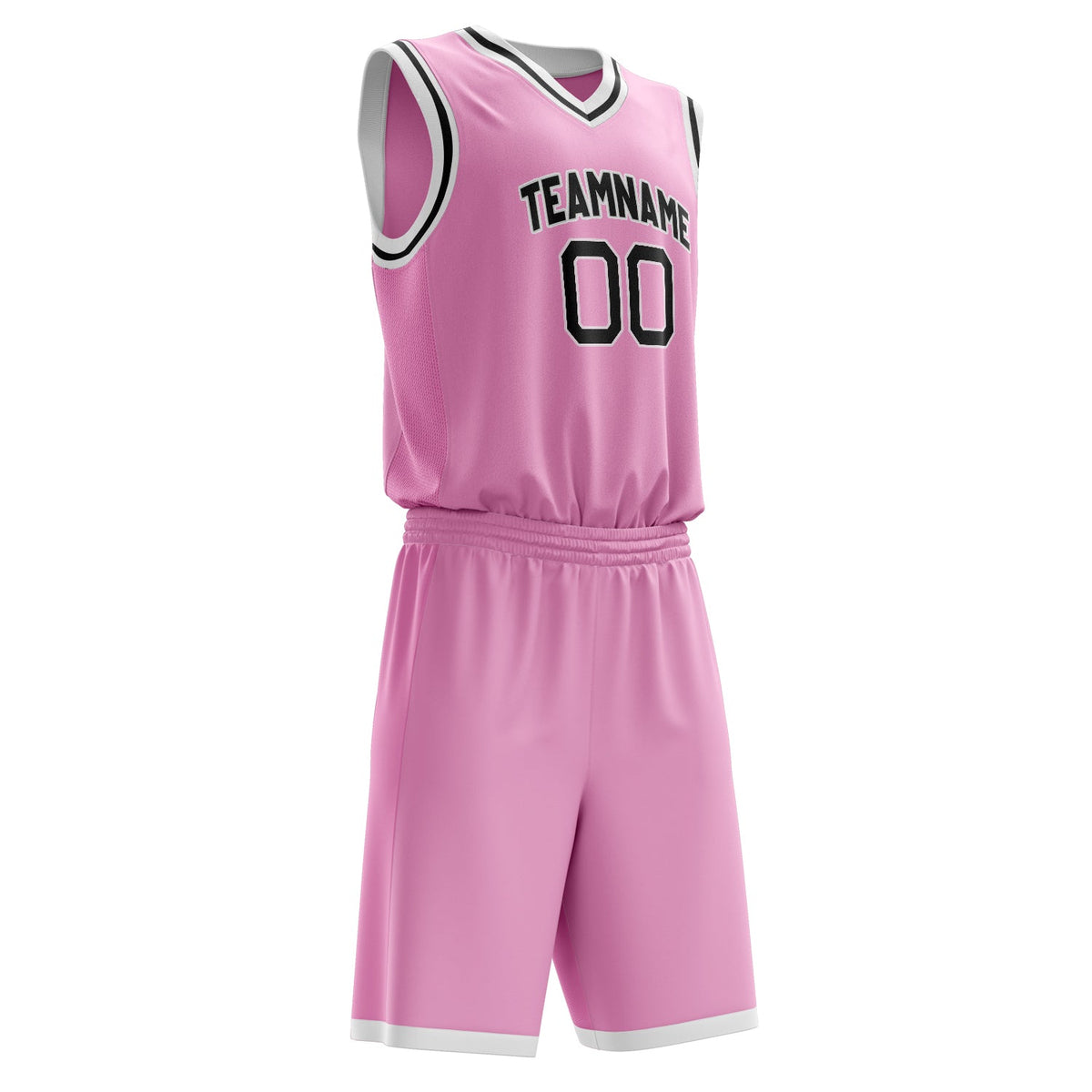 Custom Pink Black Solid Color Basketball Jersey