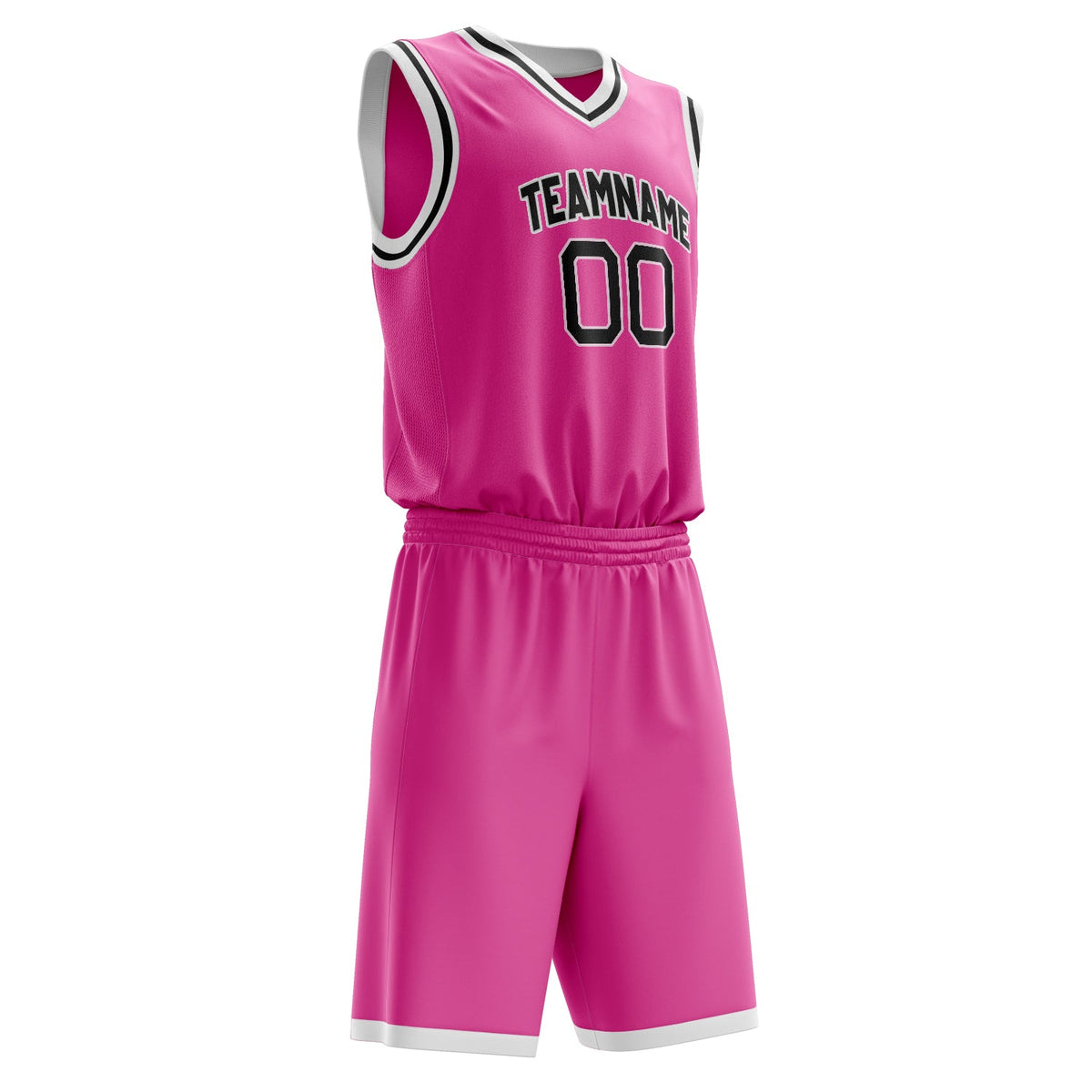 Custom Pink Black Pinstripe Basketball Jersey