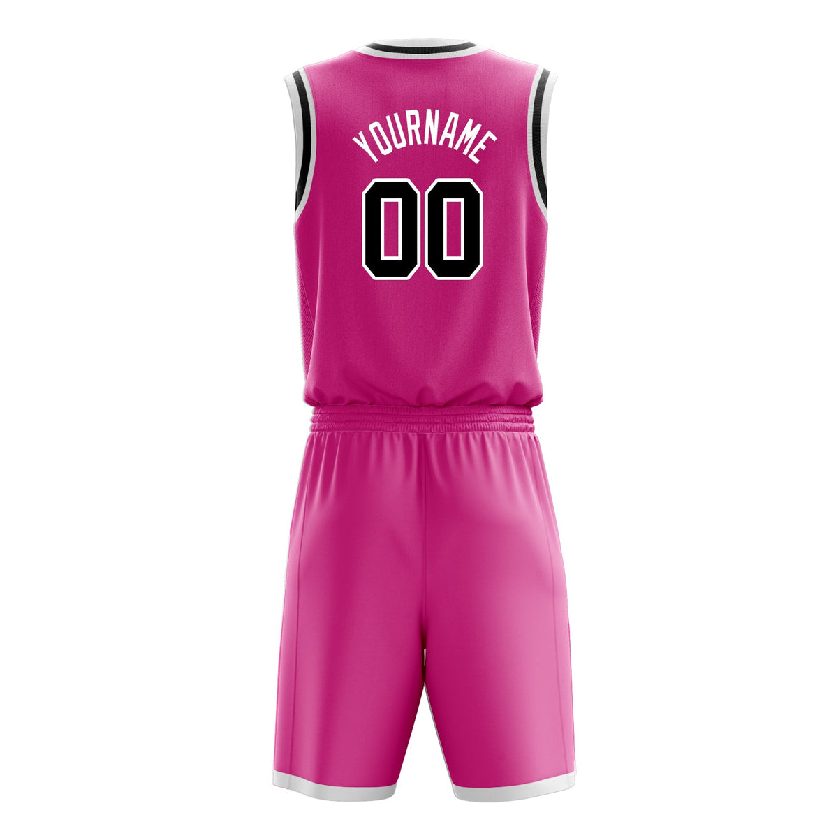 Custom Pink Black Solid Color Basketball Jersey