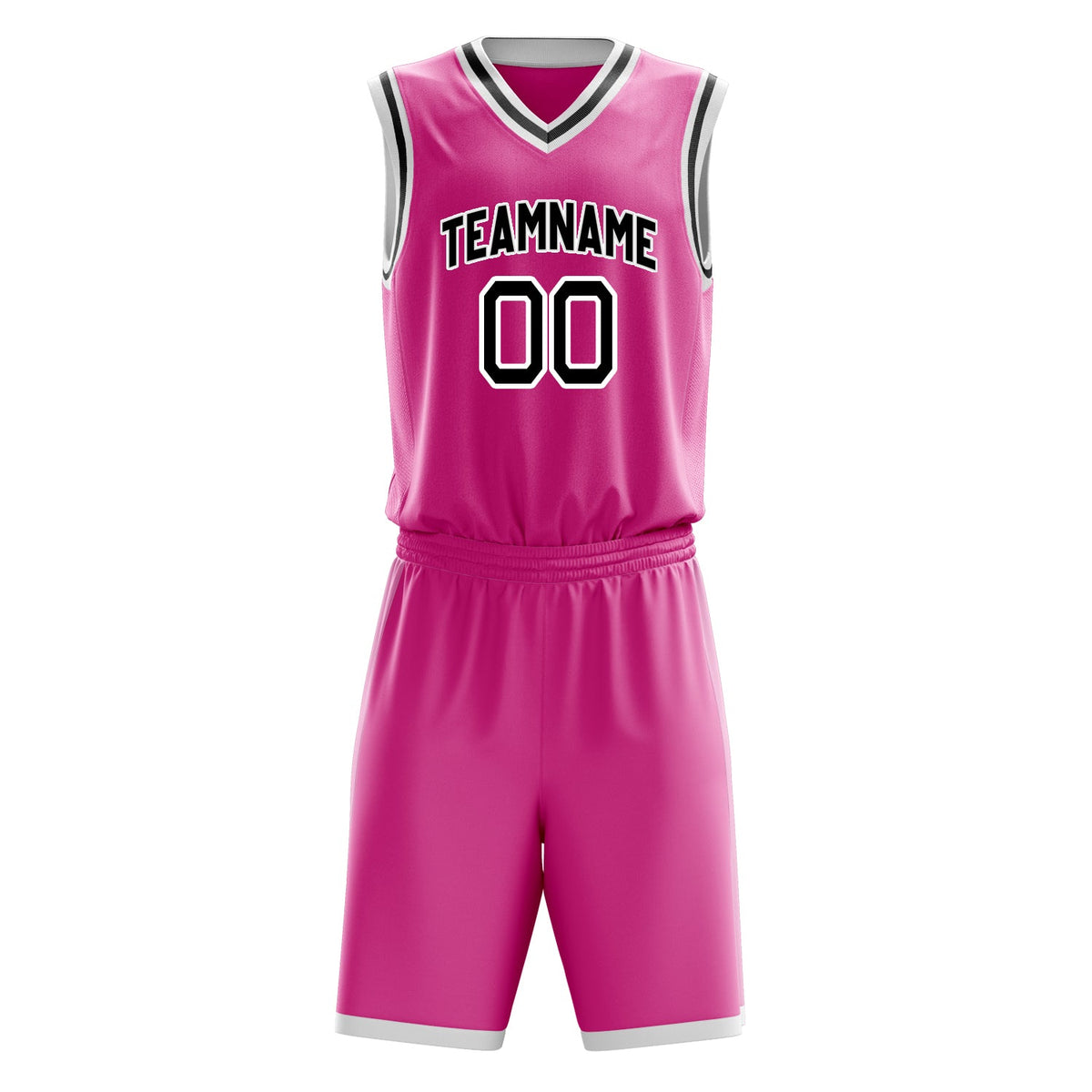 Custom Pink Black Solid Color Basketball Jersey