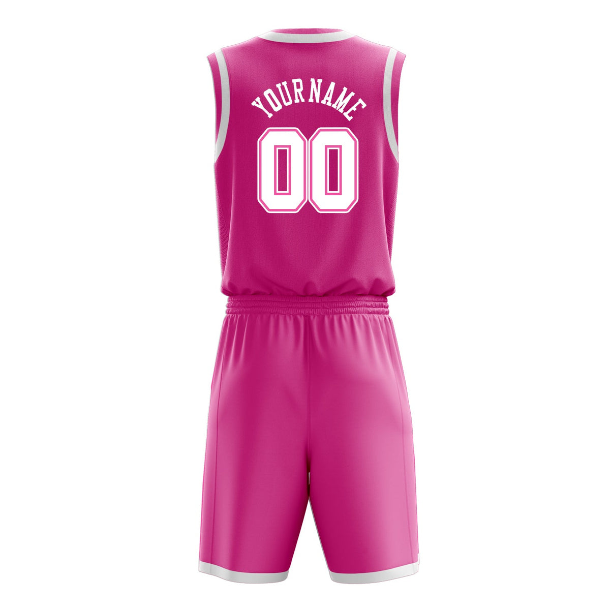 Custom Pink White Solid Color Basketball Jersey