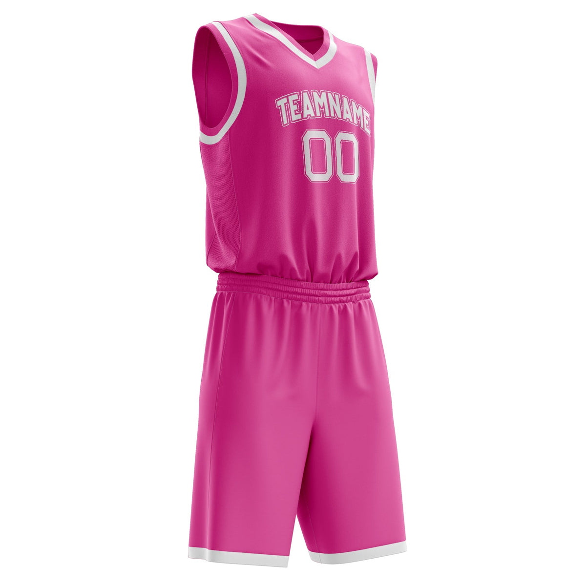 Custom Pink White Solid Color Basketball Jersey