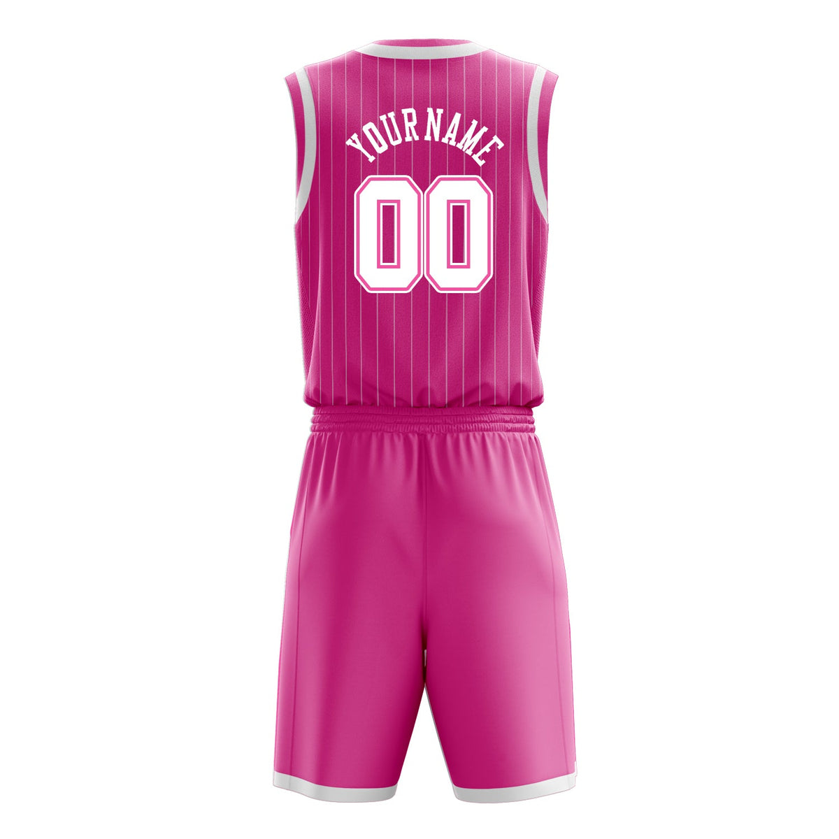 Custom Pink White Pinstripe Basketball Jersey