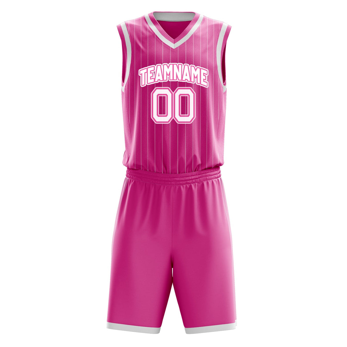 Custom Pink White Pinstripe Basketball Jersey