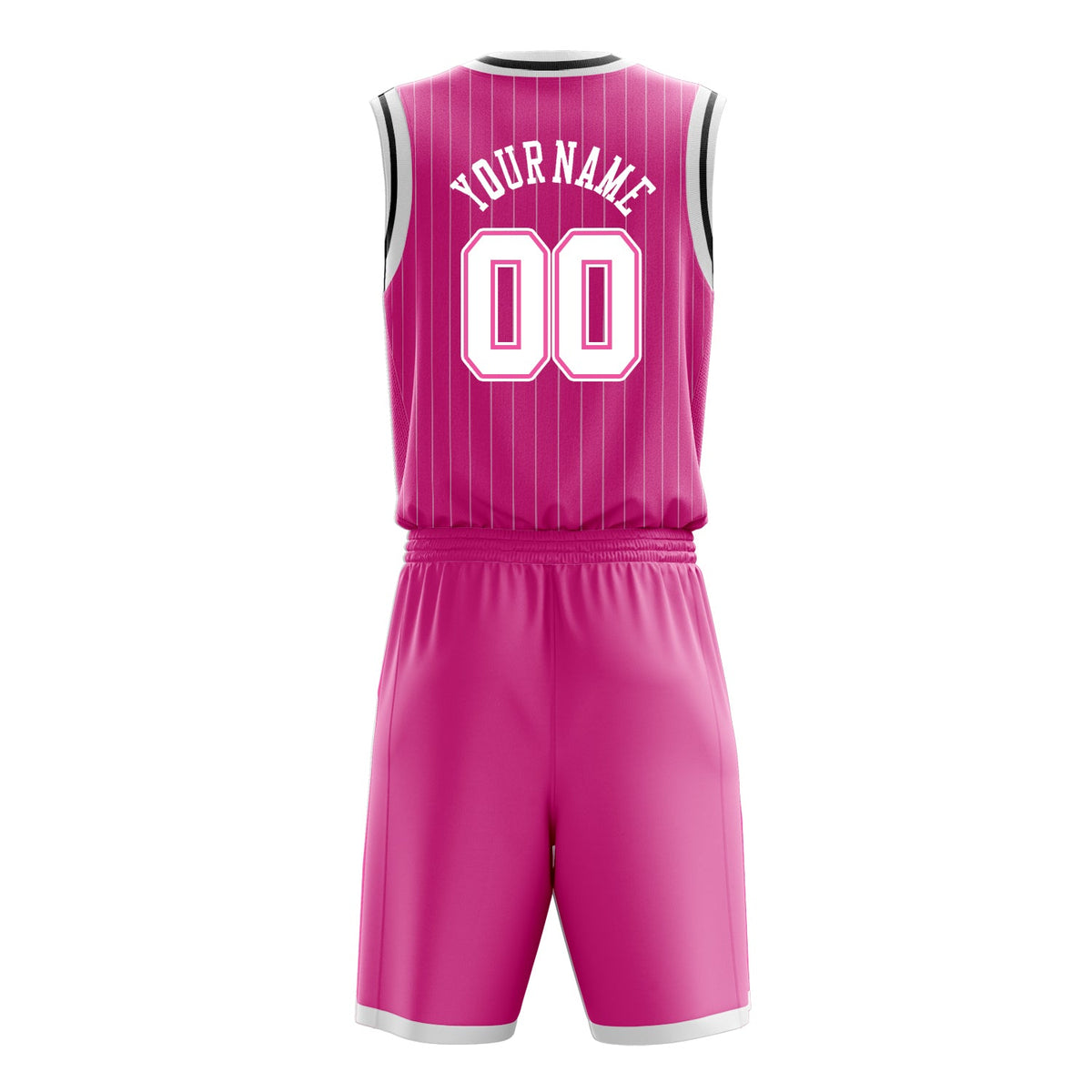 Custom Pink White Pinstripe Basketball Jersey