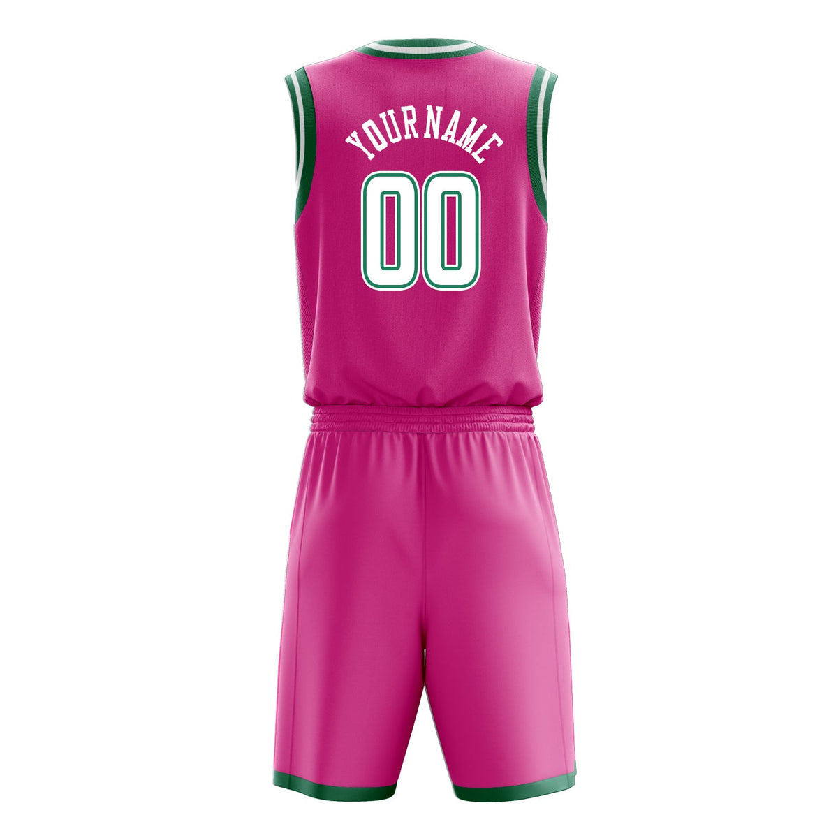 Custom Pink White Solid Color Basketball Jersey