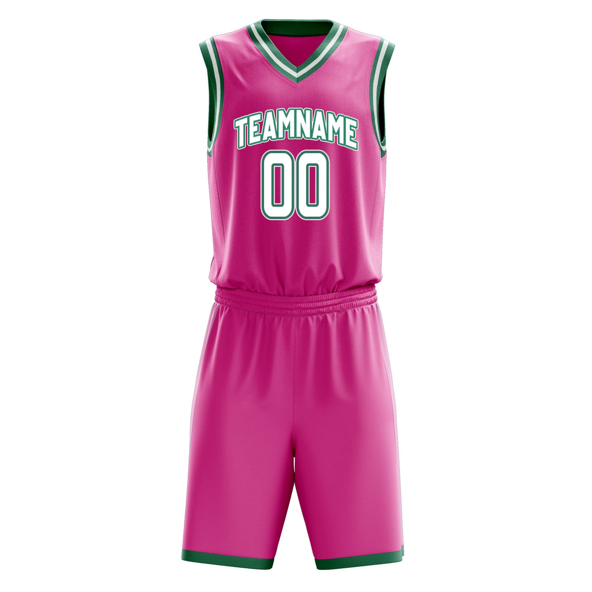 Custom Pink White Solid Color Basketball Jersey