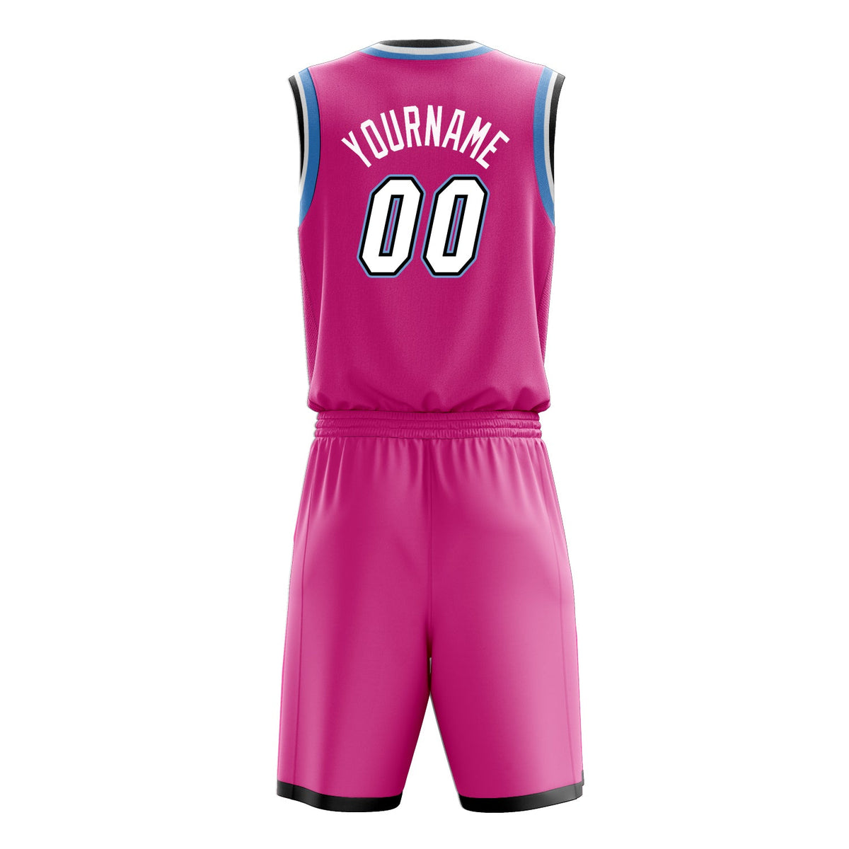 Custom Pink White Solid Color Basketball Jersey