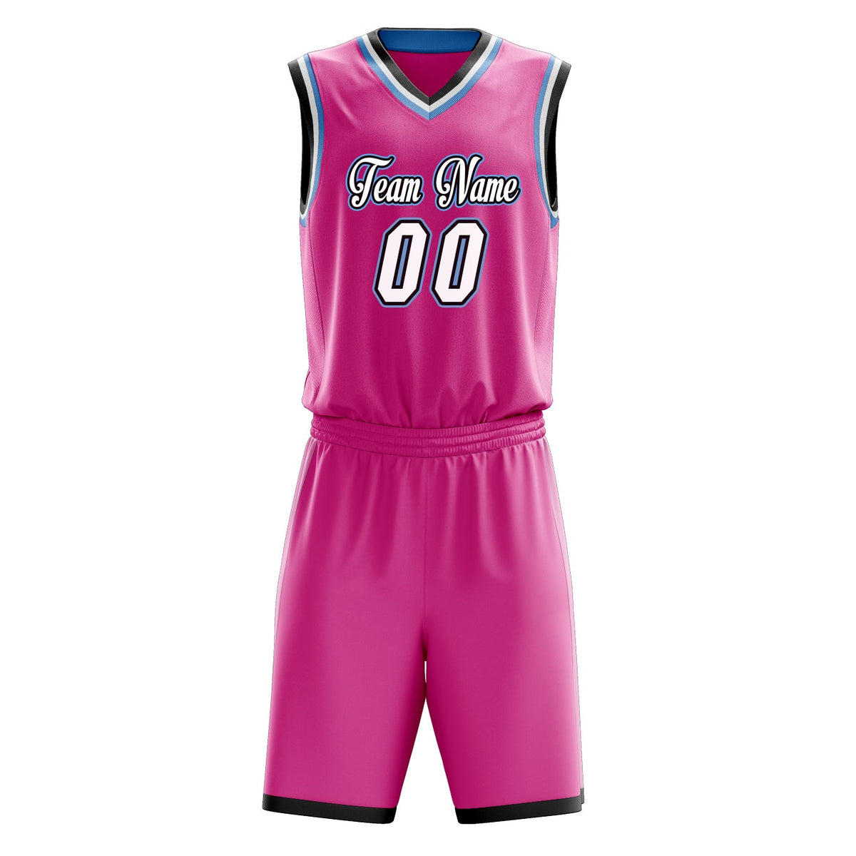 Custom Pink White Solid Color Basketball Jersey