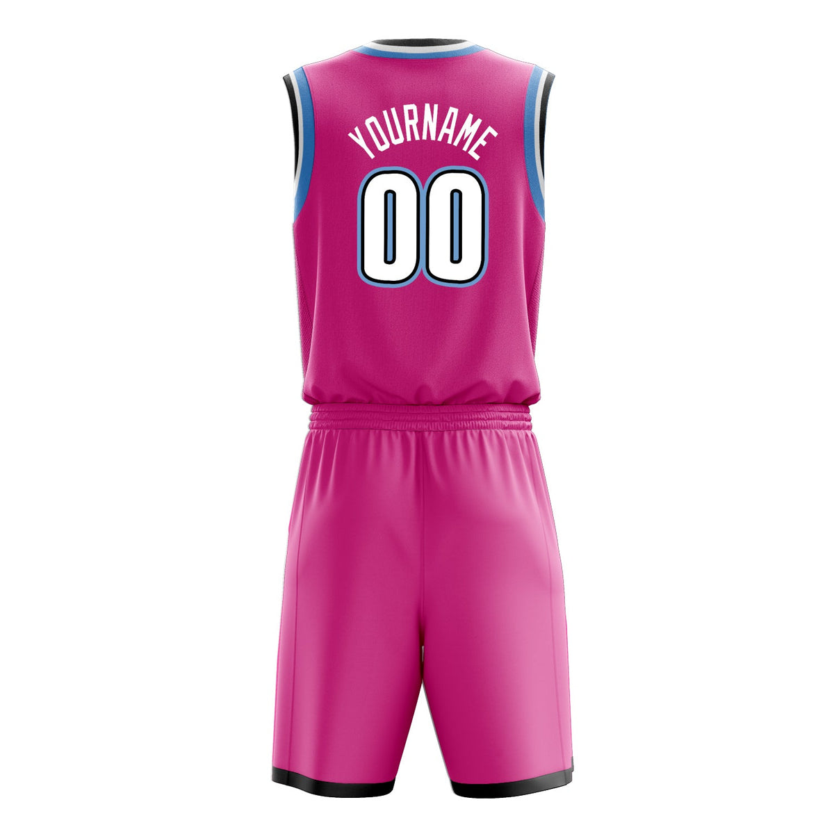 Custom Pink White Solid Color Basketball Jersey