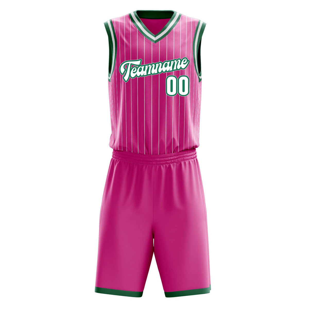 Custom Pink White Pinstripe Basketball Jersey