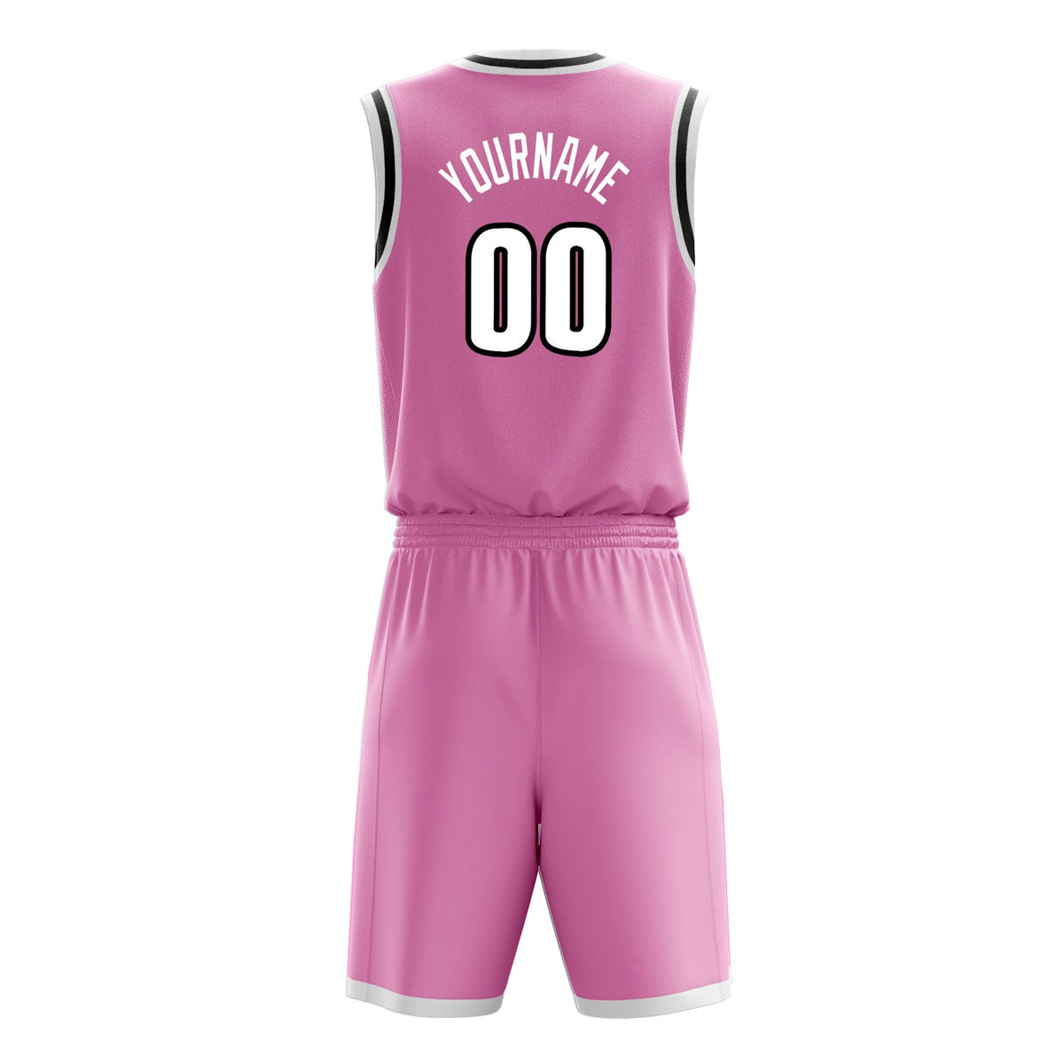 Custom Pink White Solid Color Basketball Jersey