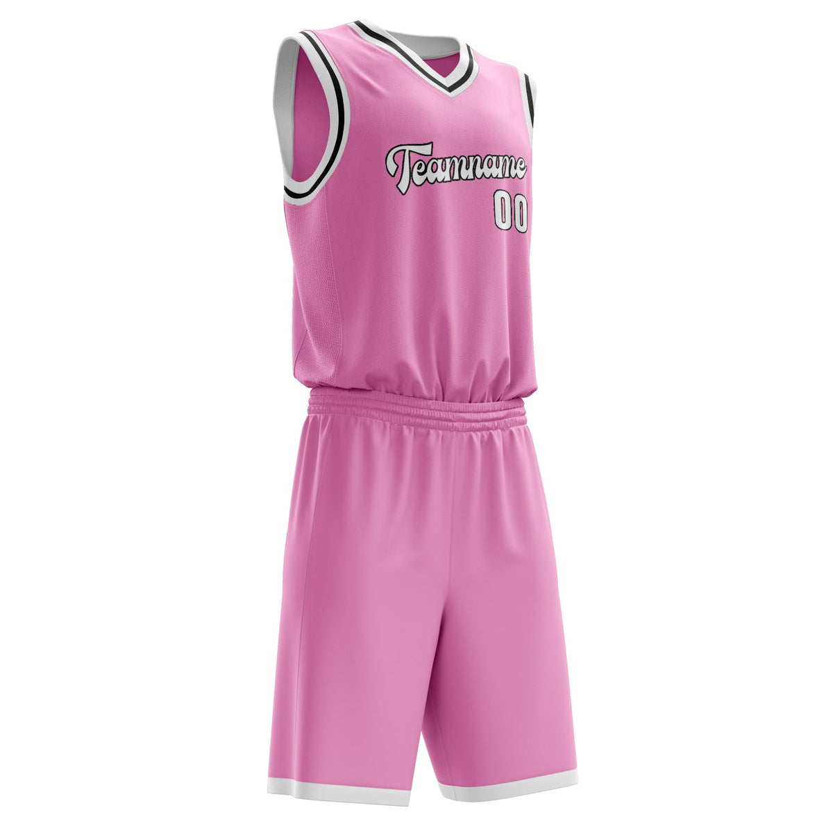 Custom Pink White Solid Color Basketball Jersey