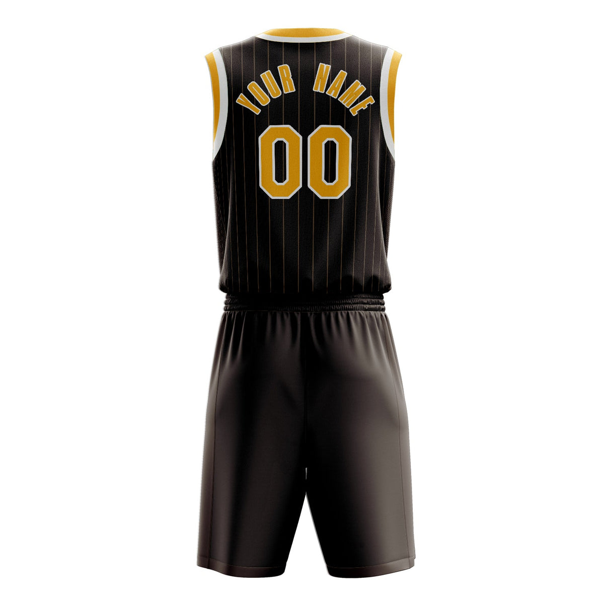 Custom Brown Gold Pinstripe Basketball Jersey