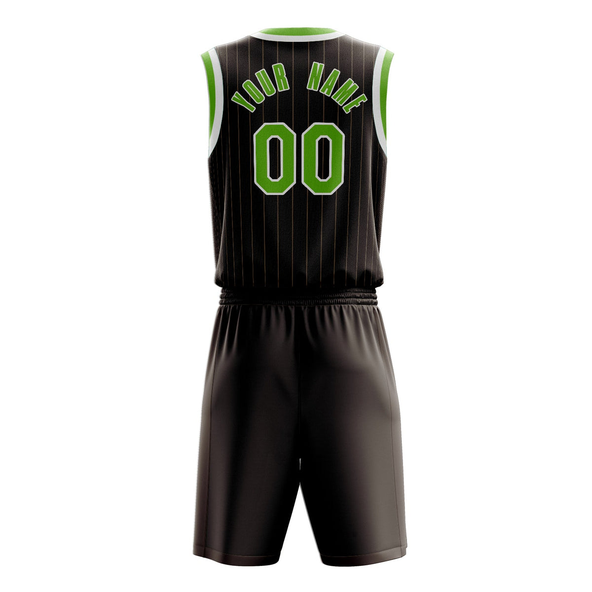 Custom Brown Neon-Green Pinstripe Basketball Jersey