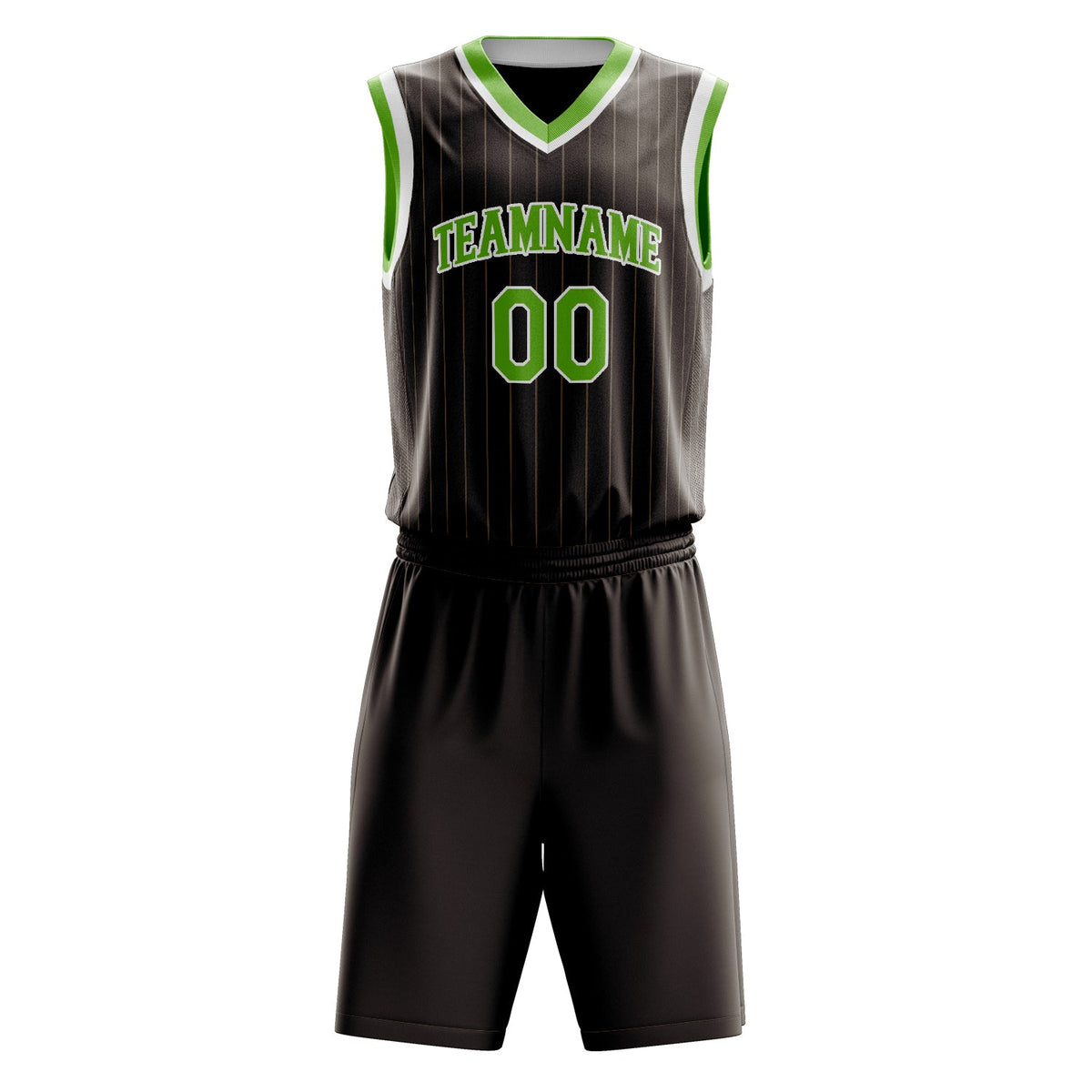 Custom Brown Neon-Green Pinstripe Basketball Jersey