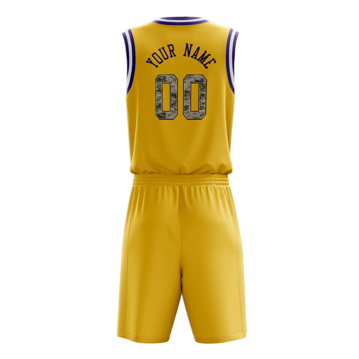 Custom Gold Purple Solid Color Basketball Jersey