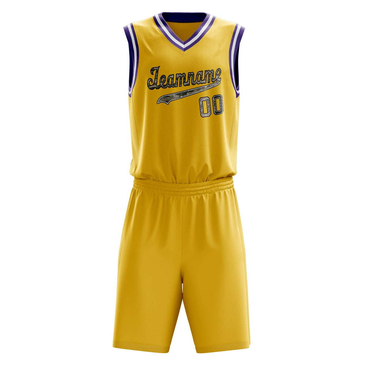 Custom Gold Purple Solid Color Basketball Jersey