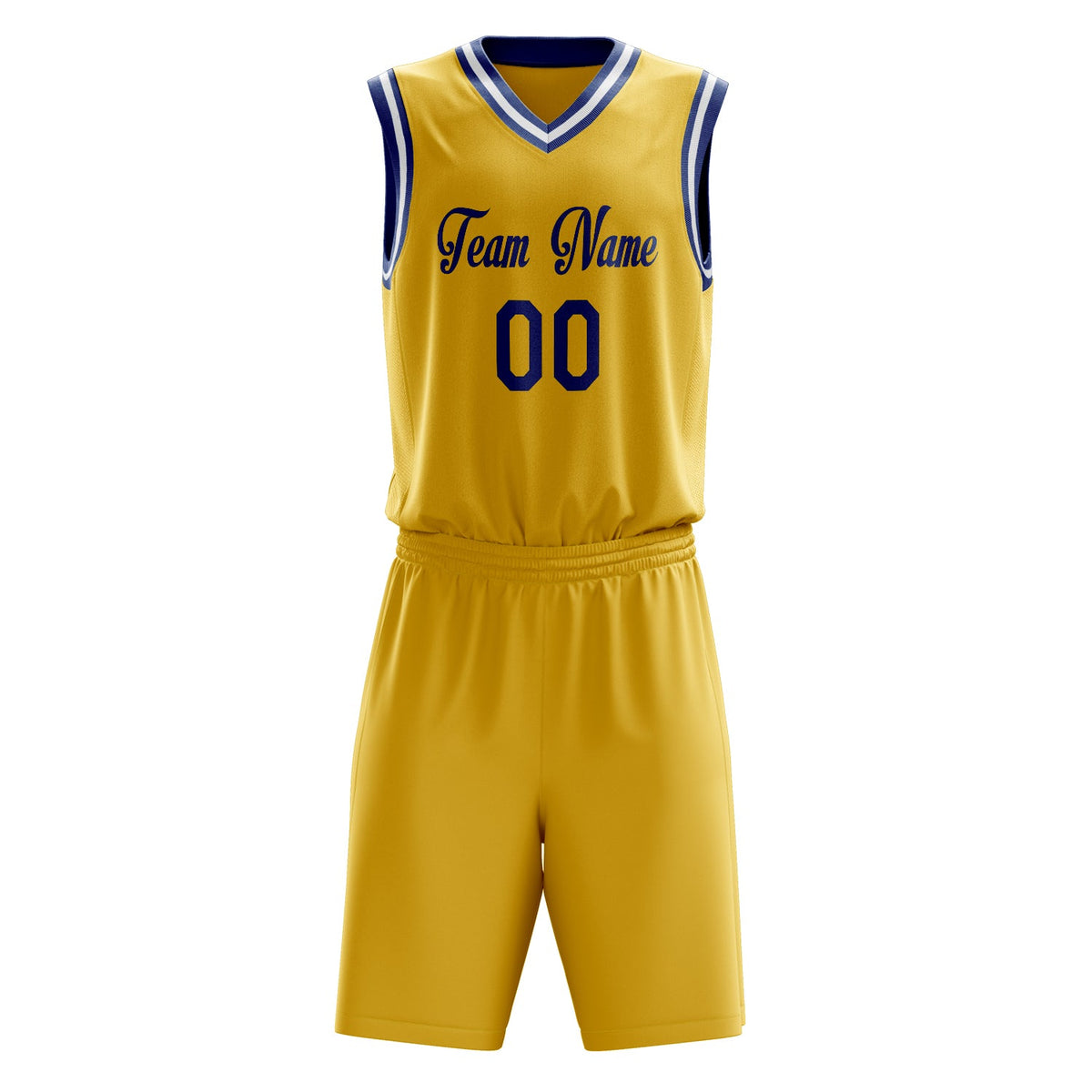 Custom Gold Royal Solid Color Basketball Jersey