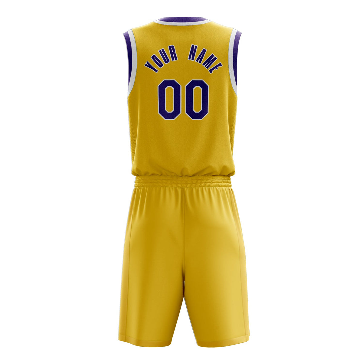 Custom Gold Purple Solid Color Basketball Jersey