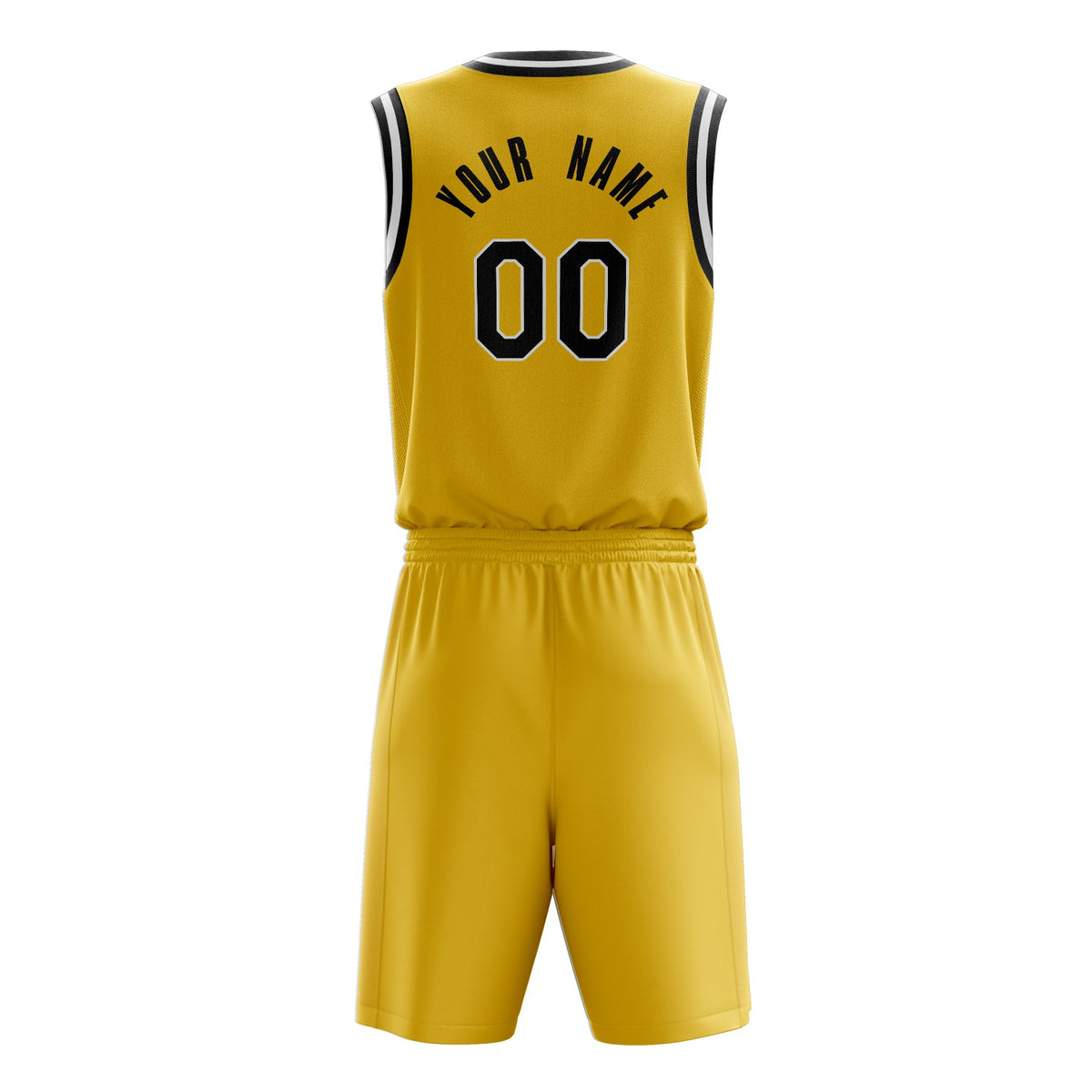 Custom Gold Black Solid Color Basketball Jersey