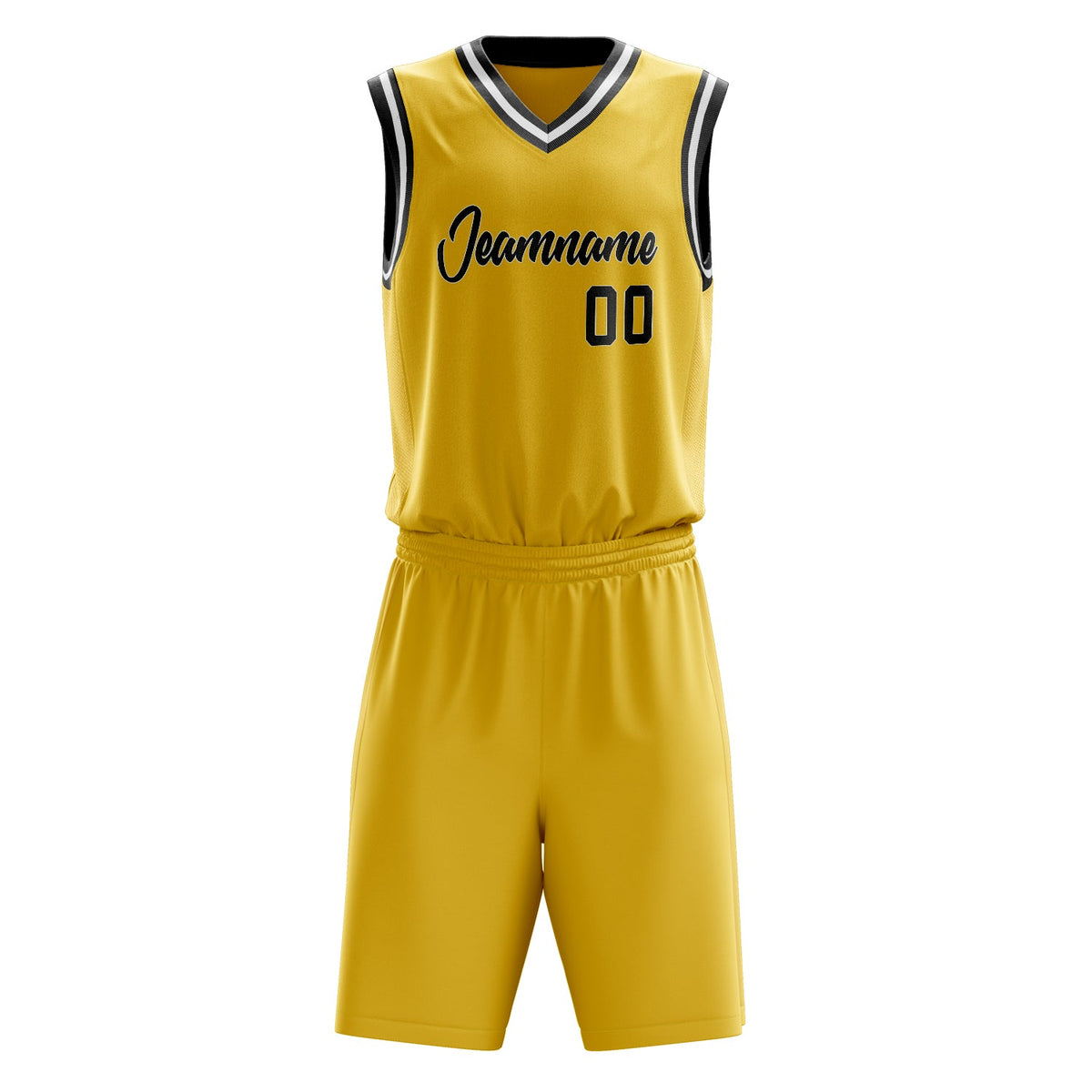 Custom Gold Black Solid Color Basketball Jersey