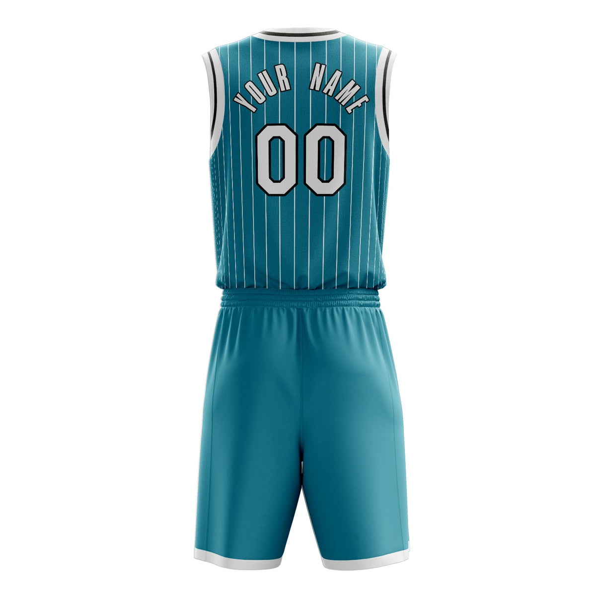 Custom Teal White Pinstripe Basketball Jersey