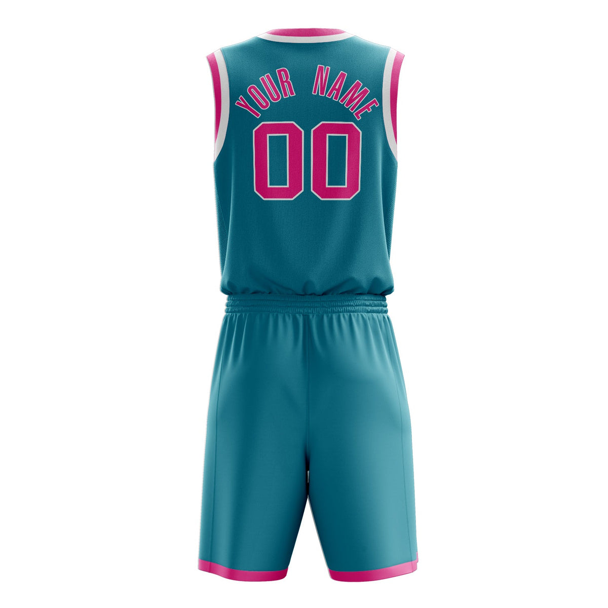 Custom Teal Pink Solid Color Basketball Jersey