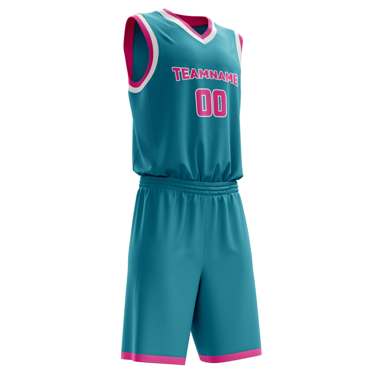 Custom Teal Pink Solid Color Basketball Jersey