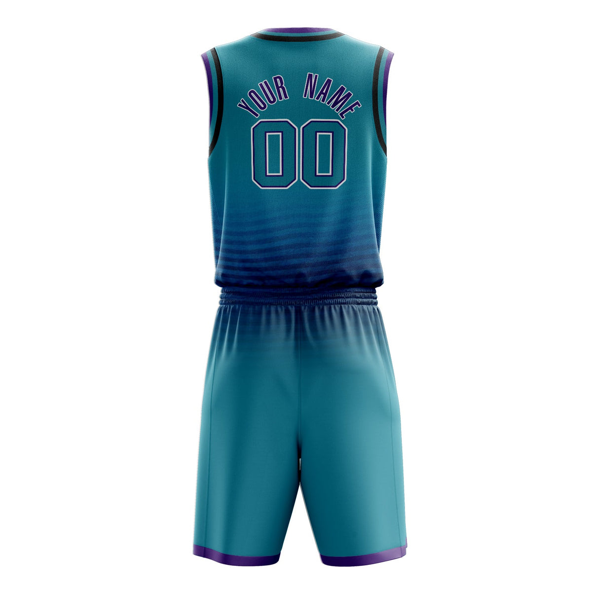 Custom Teal Purple Solid Color Basketball Jersey